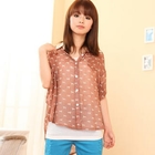 ZOO - Set: Tank Top + Dolman-Sleeve Print Blouse