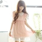Tokyo Fashion - Crocheted-Collar Empire Chiffon Dress