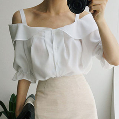 chuu - Ruffled Off-Shoulder Blouse chuu - Ruffled Off-Shoulder Blouse