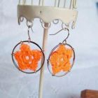 MyLittleThing - Lace Flower Ring Earrings(Orange)