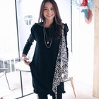 OrangeBear - Scarf-Accent Knit Tunic
