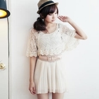 BAIMM - Lace Capelet Overlay Pleated Dress