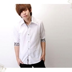 SeventyAge - Zebra Print Trim 3/4-Sleeve Shirt