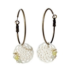 Truffles - White Silhouette Buttons & Jades Hoop Earrings
