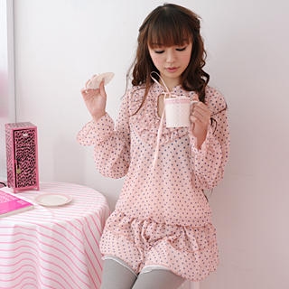 Frill-Hem Polka Dot Ruffle Tunic