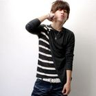 SeventyAge - Overlay Long-Sleeve Striped Top