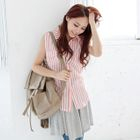 Tokyo Fashion - Set: Sleeveless Tunic + Sleeveless Striped Shirt