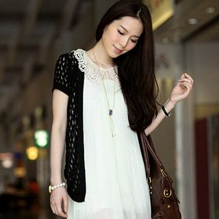 59 Seconds - Open-knit Short-Sleeved Cardigan 59 Seconds - Open-knit Short-Sleeved Cardigan