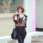 REDOPIN - Set: Leopard Print Hoodie + Cropped Sweatpants