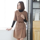MiMiGirl - Set: Double-Breasted Coatdress + Bow-Accent Belt