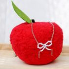 MyLittleThing - Silver Bead Ribbon Short Necklace(white)