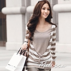 Melissa - Inset Scoopneck Top Striped Top