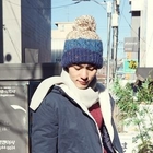 RORO - Pompom-Accent Color-Block Knit Beanie