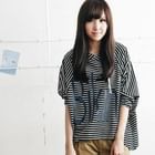 BAIMM - Print Hooded Striped Top