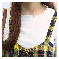 Sechuna - Round-Neck Frill-Edge T-Shirt Sechuna - Round-Neck Frill-Edge T-Shirt