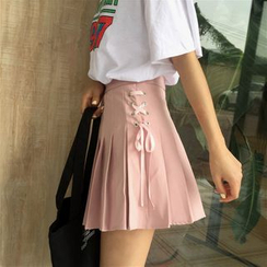 Anlay - Lace-Up Pleated Mini Skirt Anlay - Lace-Up Pleated Mini Skirt