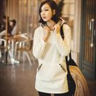 TISVIN - Leopard Print Trim Hooded Fleece Dress