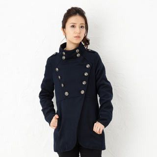 Faux Double-Breasted Funnel Jacket