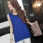 PUFII - Pleated-Back Chiffon Long Tank Top