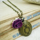 MyLittleThing - Vinatge Purple Flower Locket Necklace