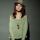 PUFFY - Set : Cut-Out Shoulder Knit Top + Polka Dot Tank Dress