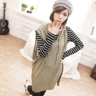 CatWorld - Set: Hooded Sleeveless Dress + Striped T-Shirt