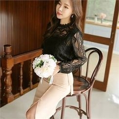 CHICLINE - Patterned Lace Blouse CHICLINE - Patterned Lace Blouse