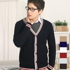 SEOBEAN - Stripe-Trim V-Neck Cardigan