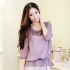 Tokyo Fashion - 3/4-Sleeve Rosette-Accent Chiffon Top