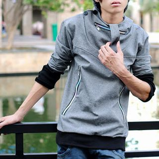 Zip-Accent Hooded Top