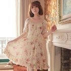 Little Paw - Short-Sleeve Lace-Trim Floral Dress