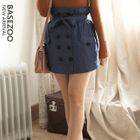 ZOO - Paperbag-Waist Double-Buttoned Skirt