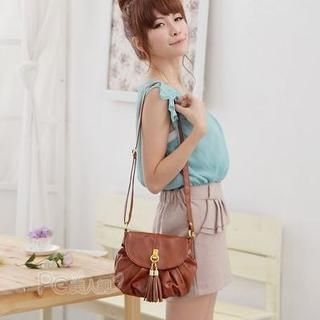 Tasseled Shirred Cross Bag