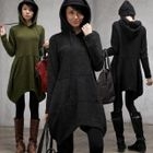 HALUMAYBE - Hooded Asymmetric Hem Knit Dress