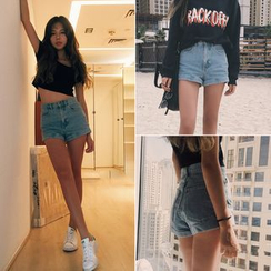 MePanda - Cuffed Denim Shorts MePanda - Cuffed Denim Shorts