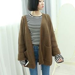 Dodostyle - Ribbed Open-Front Cardigan Dodostyle - Ribbed Open-Front Cardigan