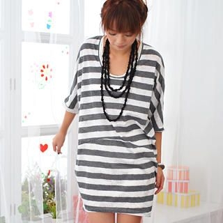 59 Seconds - Lace-Trim Panel Striped Top 59 Seconds - Lace-Trim Panel Striped Top