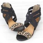 Lane172 - Leopard-Print Strappy Wedge Sandals