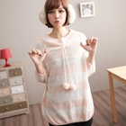 CatWorld - Pompom-Accent Striped Knit Top