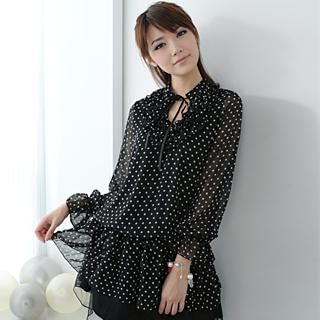 Frill-Hem Polka Dot Ruffle Tunic Frill-Hem Polka Dot Ruffle Tunic