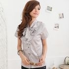 RingBear - Tie-Collar Striped Blouse