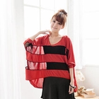 eFashion - Mesh Panel Asymmetric Hem Top
