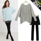 Black Queen - Set: Dolman Sleeve Pullover + Inset Skirt Tights or Leggings