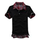 MR.PARK - Inset Plaid Shirt Polo Shirt