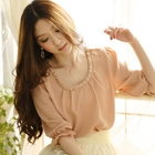 Tokyo Fashion - 3/4-Sleeve Beaded Neckline Top