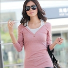 PUFFY - Mock Two-Piece Long Sleeve Top