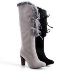 Smoothie - Faux Fur-Trim Lace-Up Tall Boots
