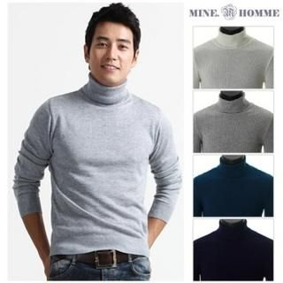 Turtleneck Rib-Knit Top