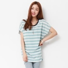 Secret;BB - Stripe-Panel Long T-Shirt