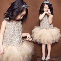 HELLO BABY - Kids Crochet Panel Tulle Dress HELLO BABY - Kids Crochet Panel Tulle Dress